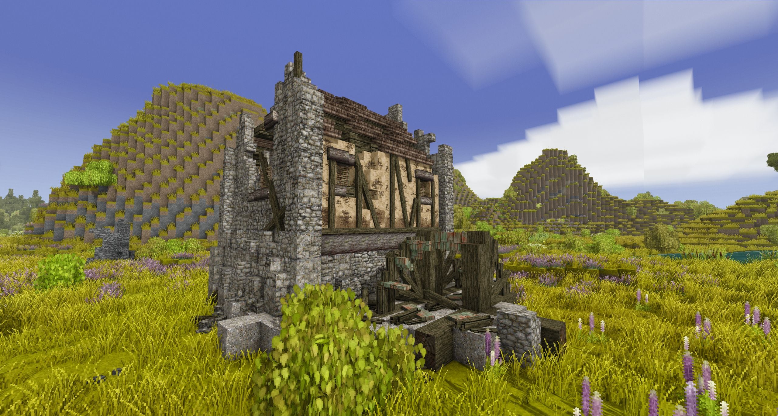 Ruined Building with Water Wheel